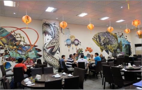 桃江海鲜餐厅墙体彩绘